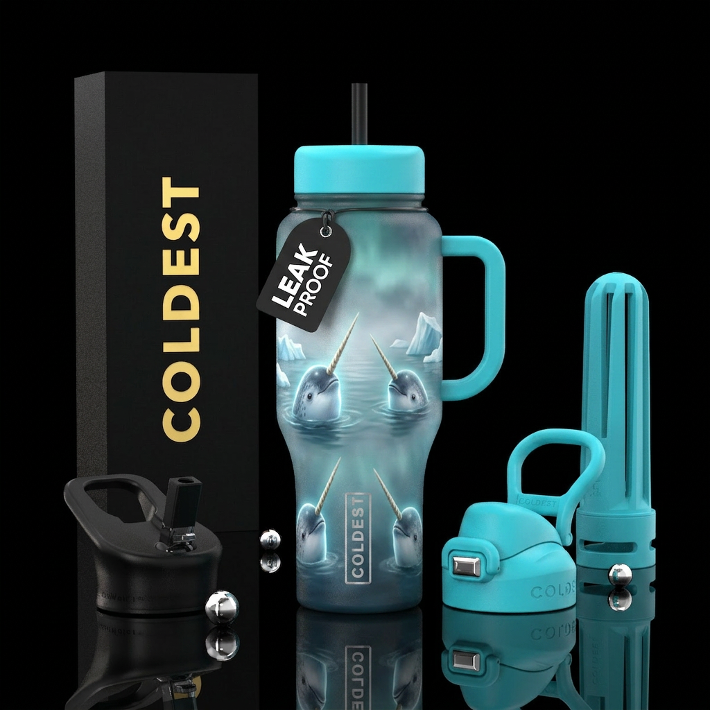 Glowie Narwal water bottle design