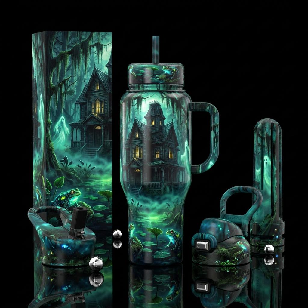 Haunted Bogs and Frogs water bottle design
