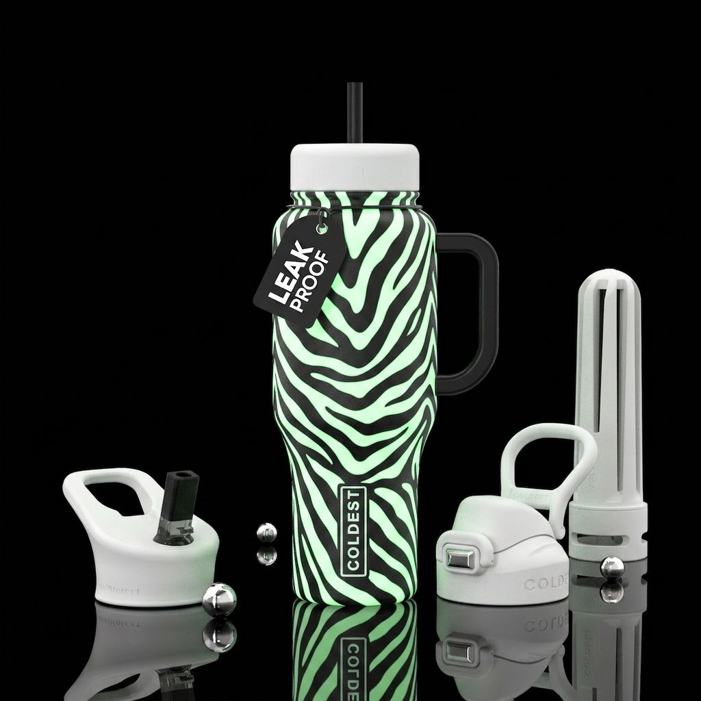 Glowie Zebra water bottle design