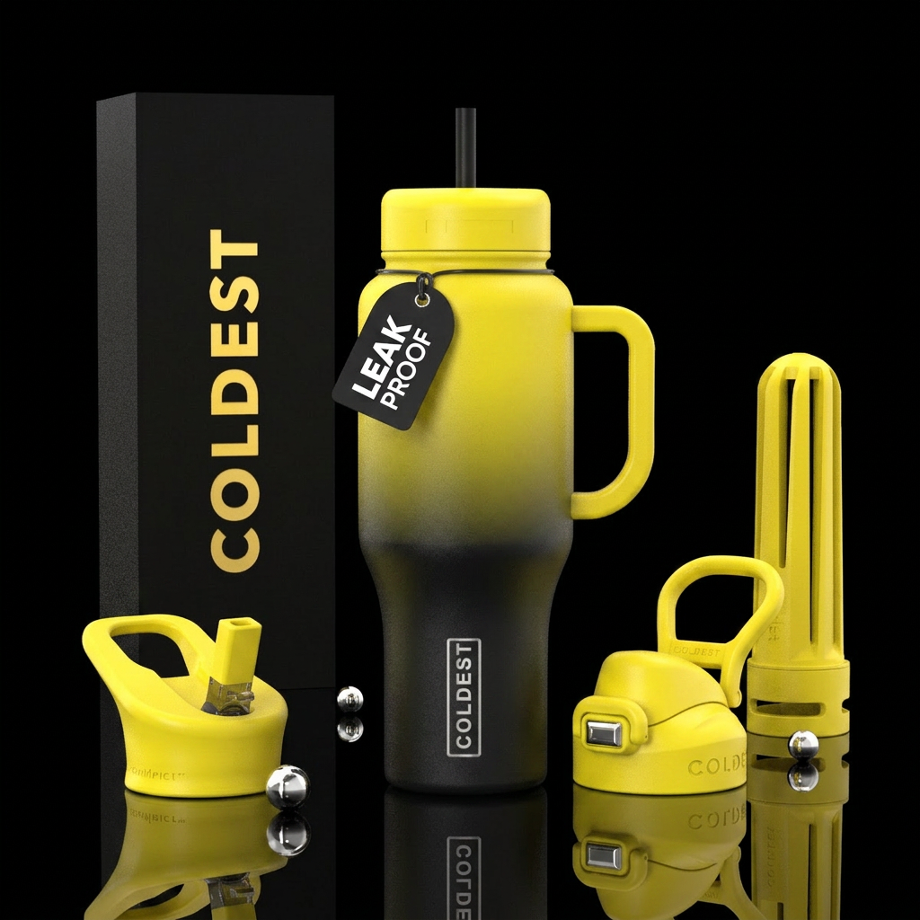 Yellow and black ombre water bottle design