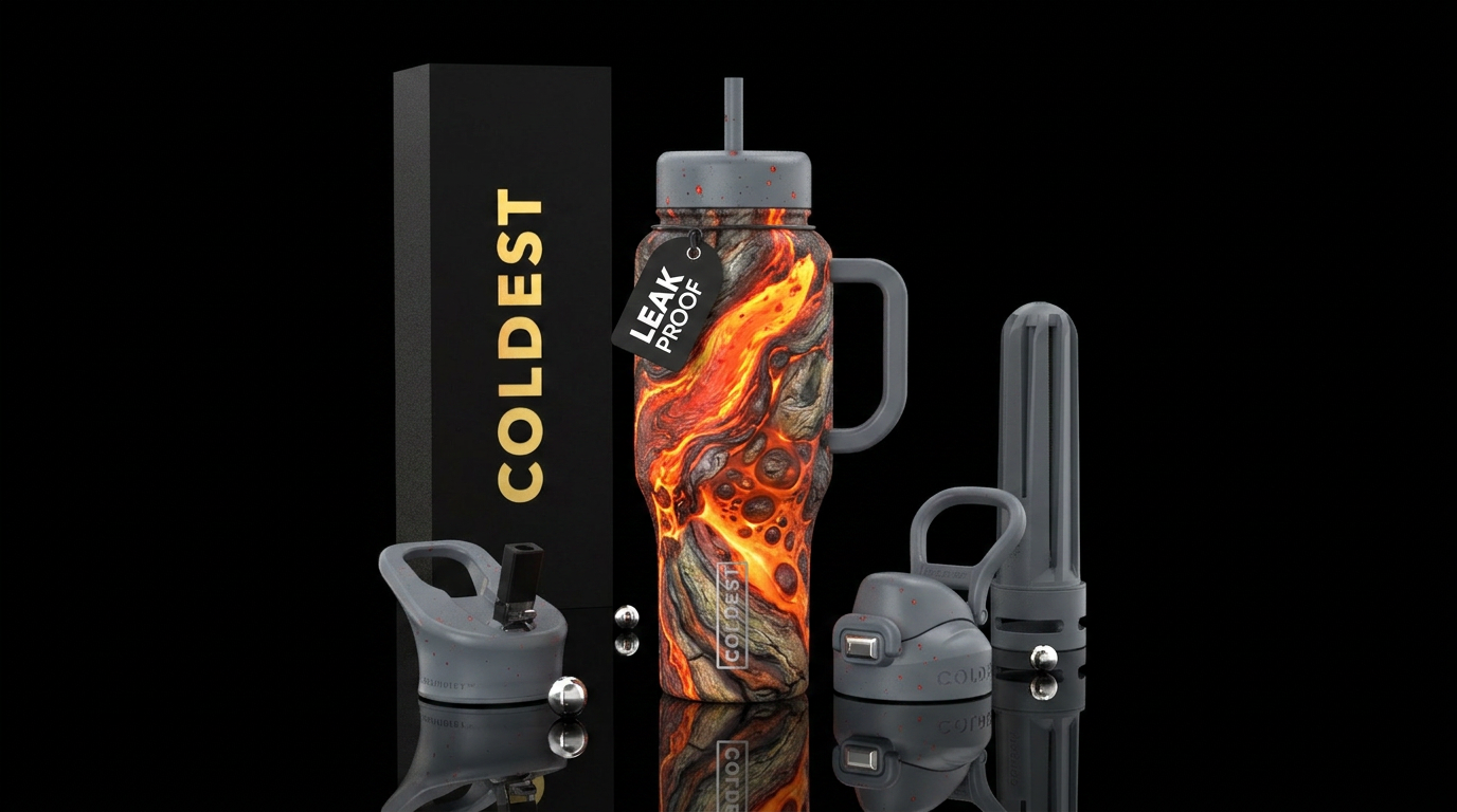 Glowie, lava flow water bottle design