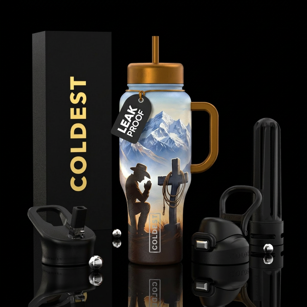 Cowboy Heaven water bottle design