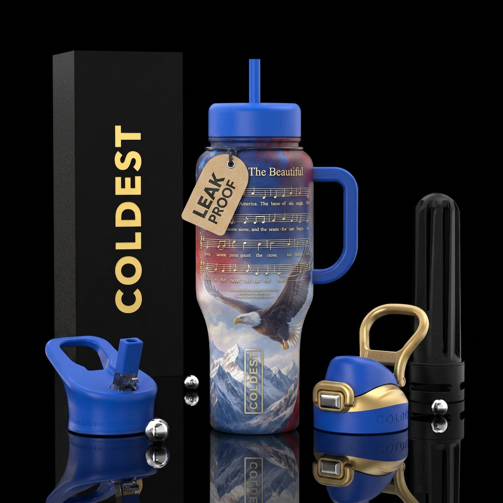 America The Beautiful water bottle design