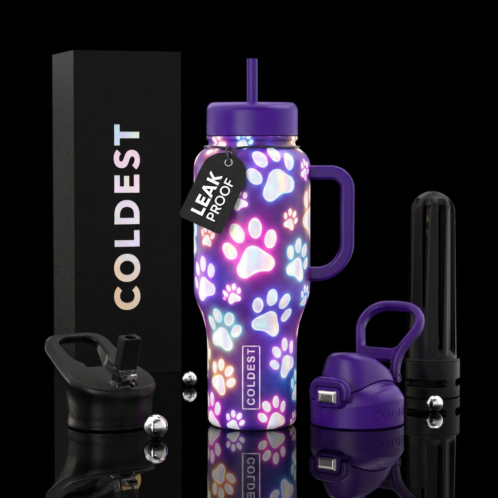 Glowie Paws water bottle design