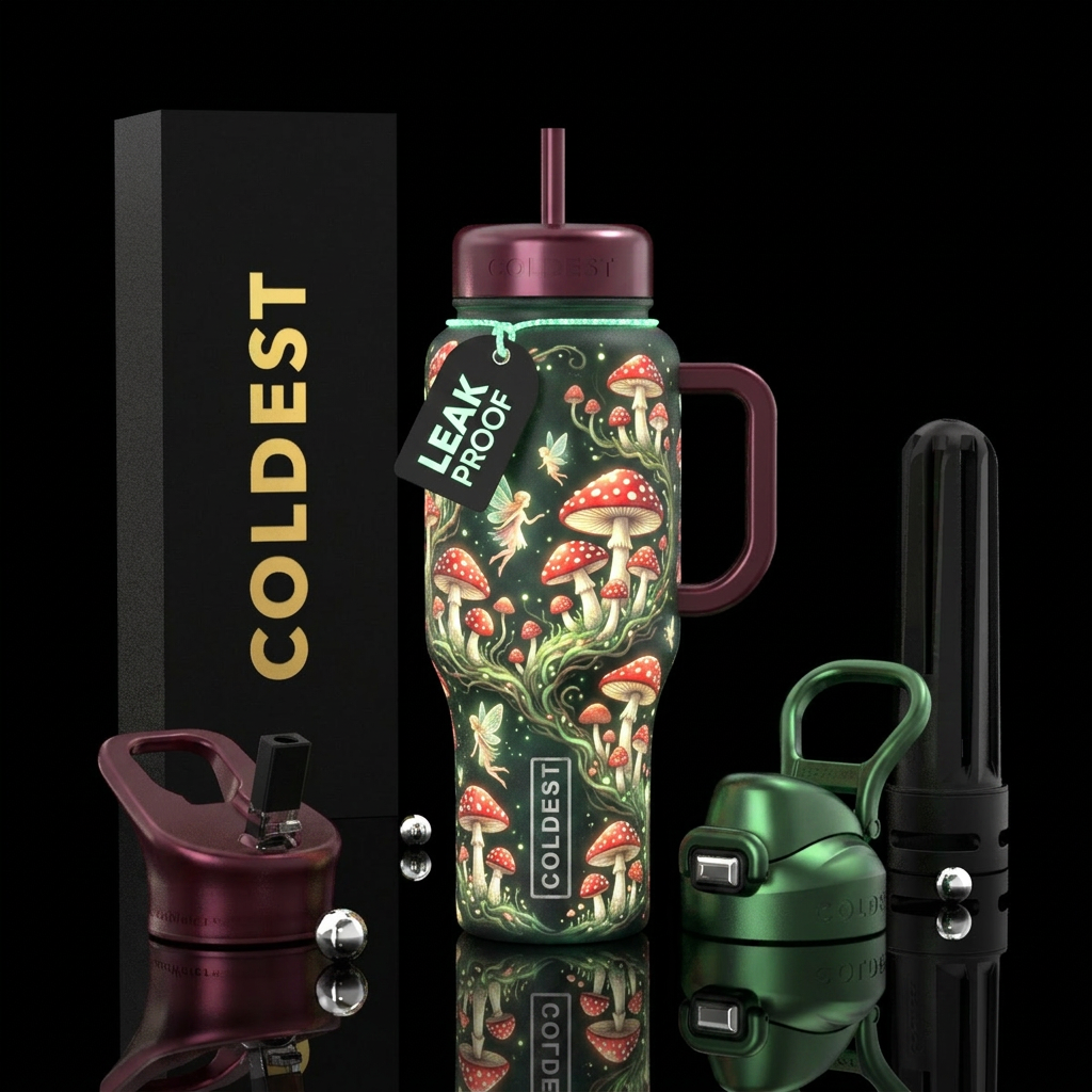 Mushroom Fairies water bottle design