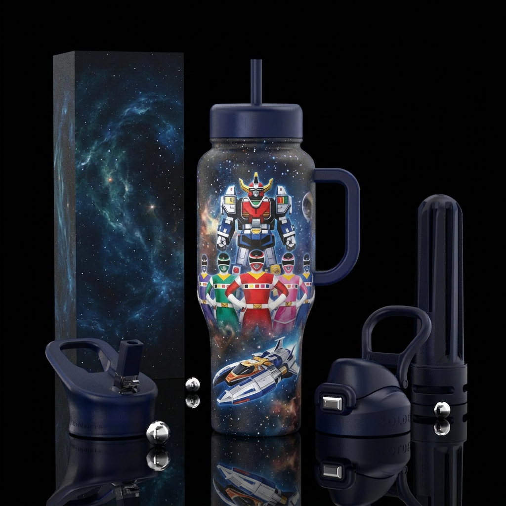 Power rangers in space water bottle design