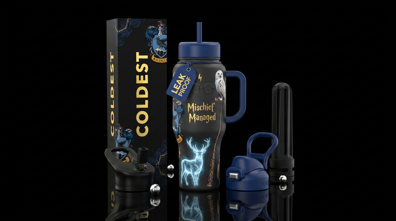 ravenclaw, deer patronus, "mischief managed," harr... water bottle design
