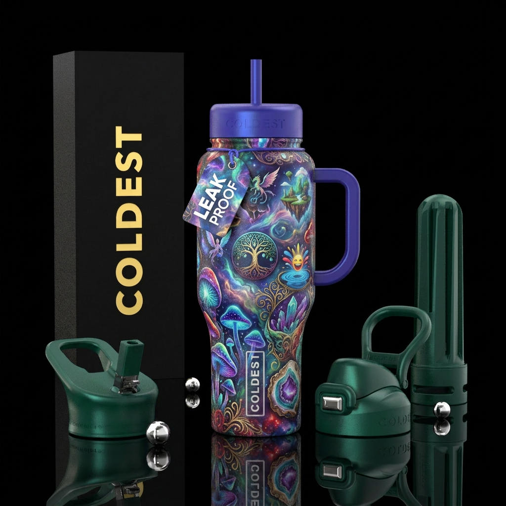 Whimsical, fantasy, abstract, emotion water bottle design