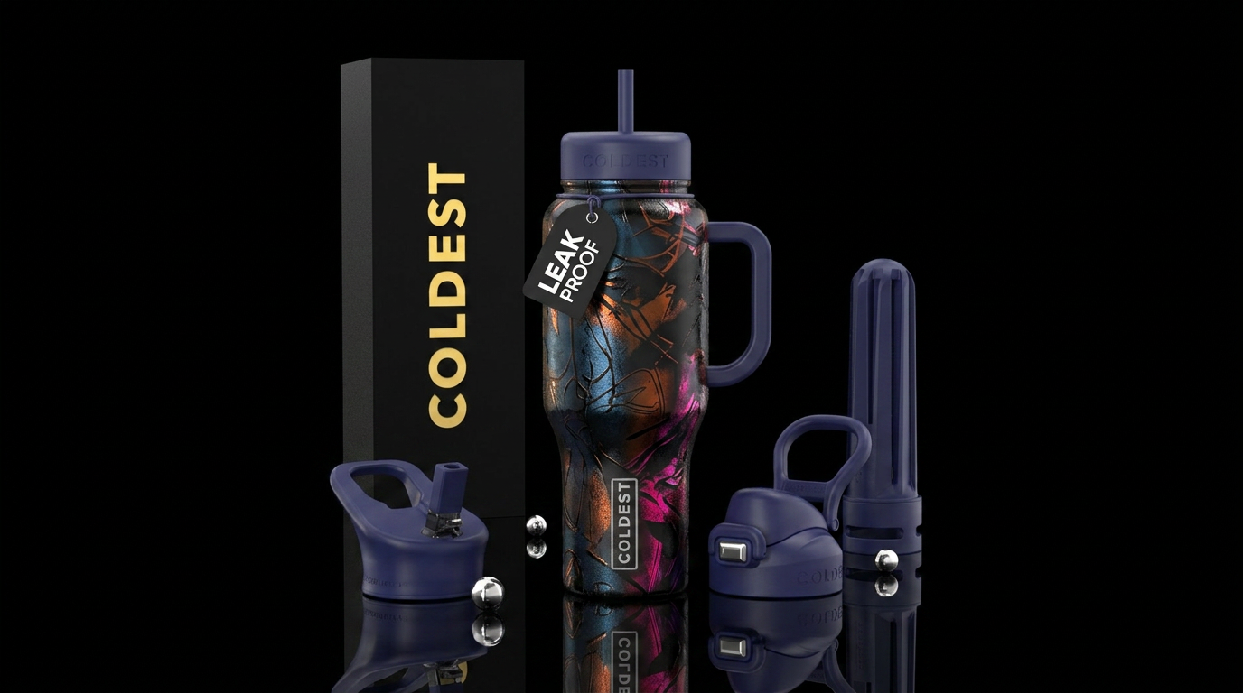 Abstract line art, moody, dark, abstract shapes, e... water bottle design