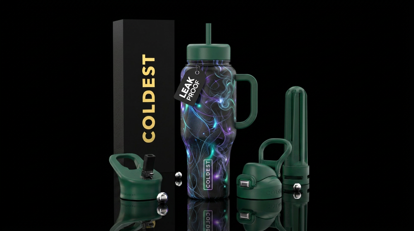 abstract shapes and lines, smoke, haunted, glowie water bottle design