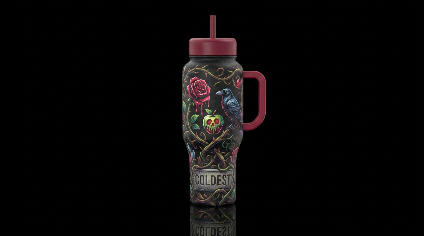 enchanted, poison apple, dark aesthetic, dripping ... water bottle design