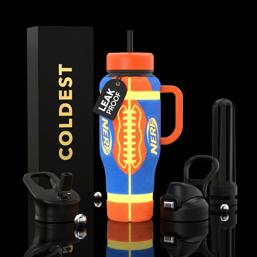 entire cup is a glowie nerf football water bottle design