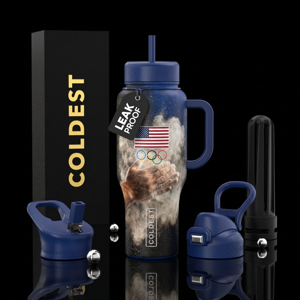 hand clapping with big cloud of dust revealing Ame... water bottle design
