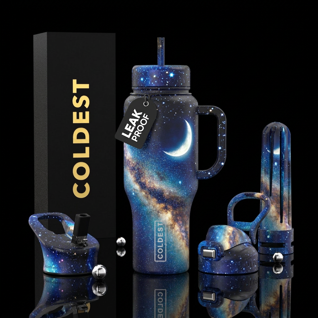 The beautiful night sky with bright stars you can ... water bottle design