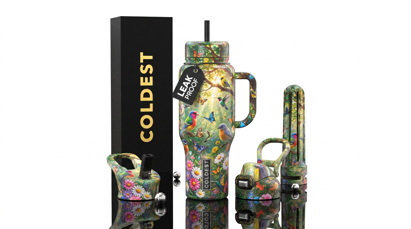 sparkly, shiny, trees, beautiul, birds,butterfly,d... water bottle design