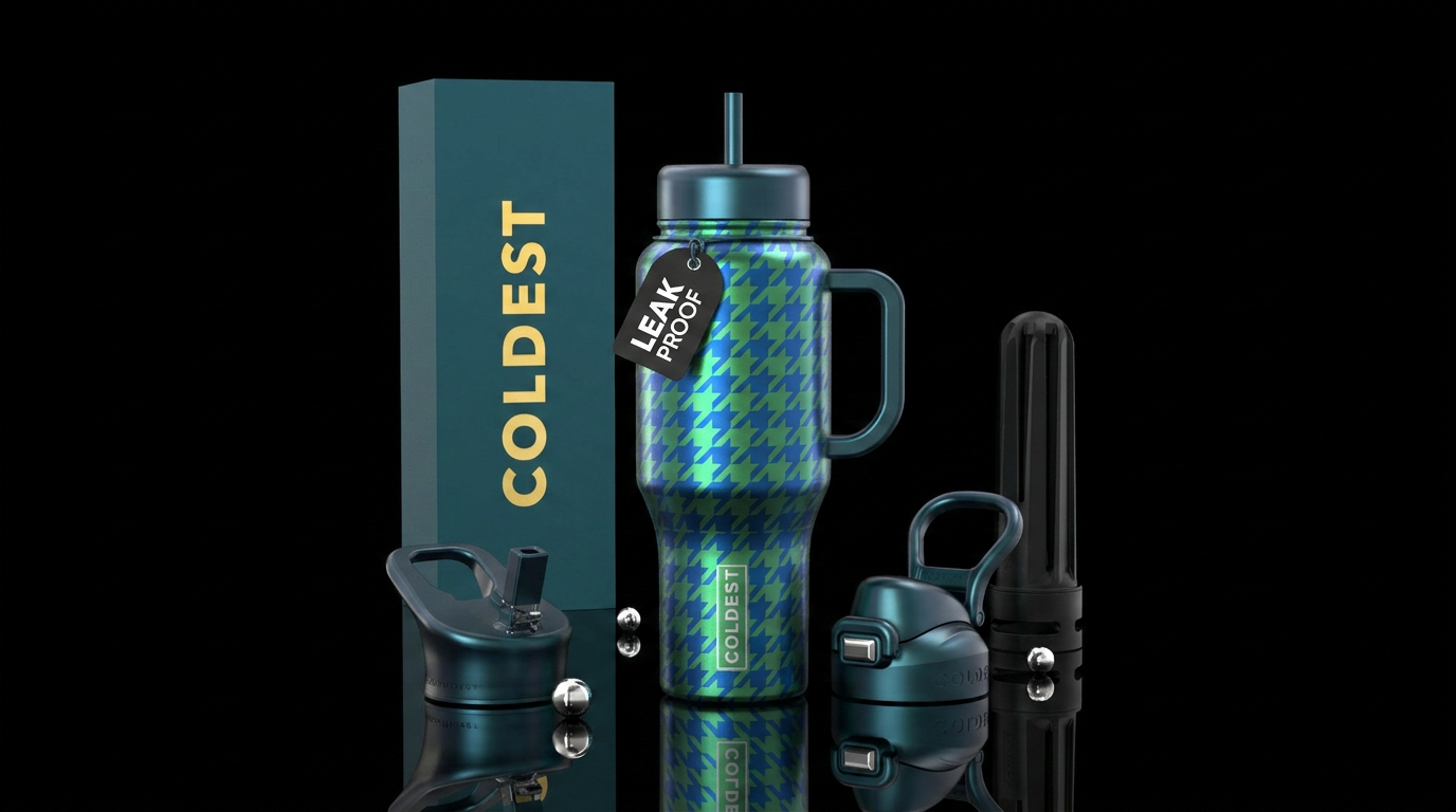 Blue Jade’s Houndstooth water bottle design