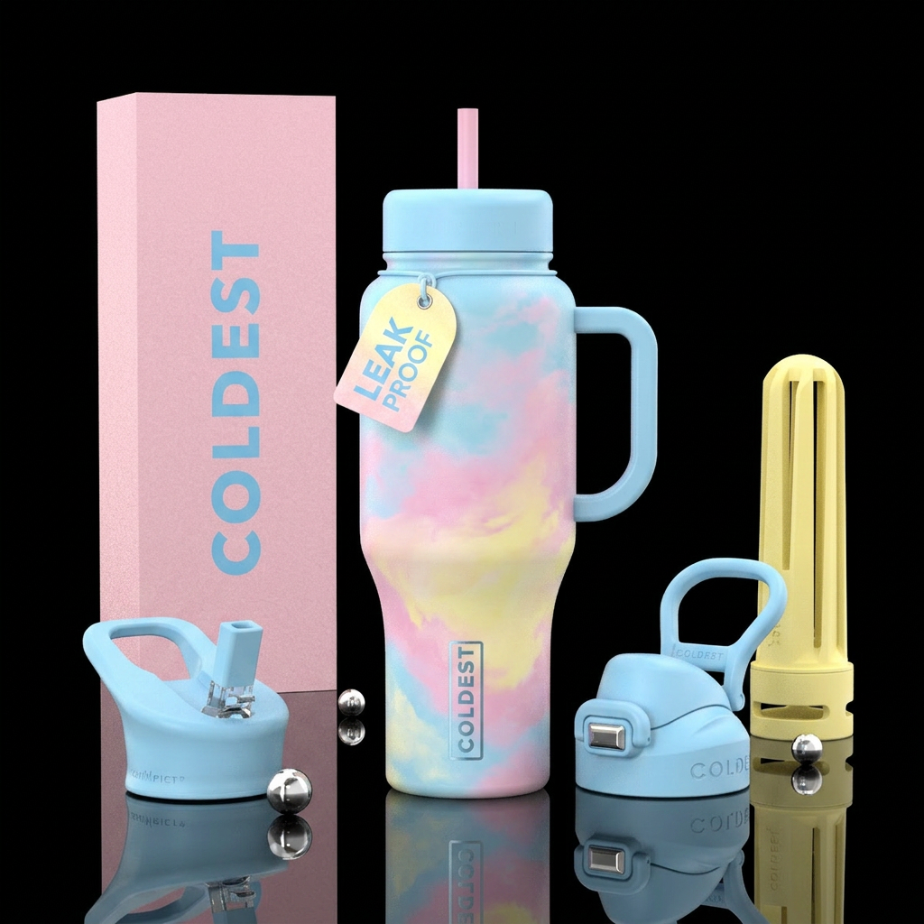 Cotton Candy Clouds water bottle design