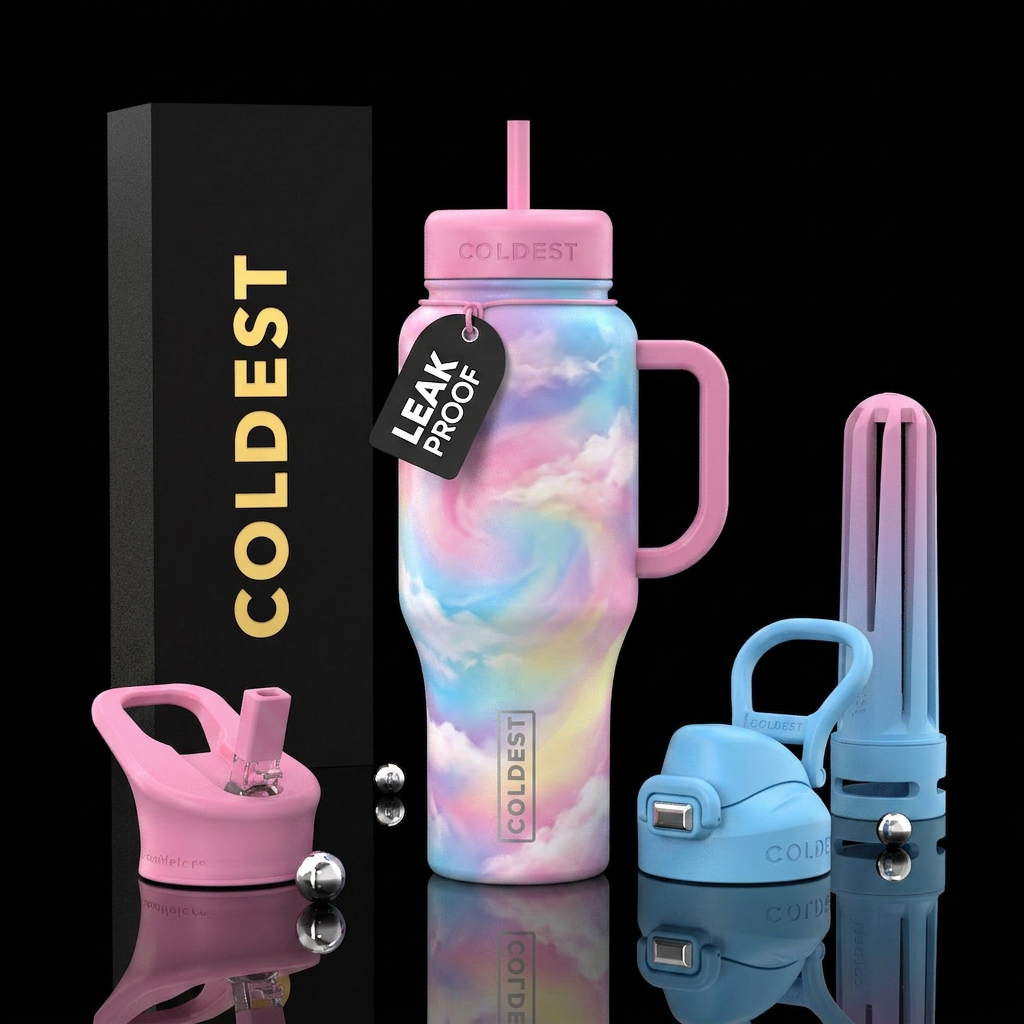 Cotton Candy Skies water bottle design