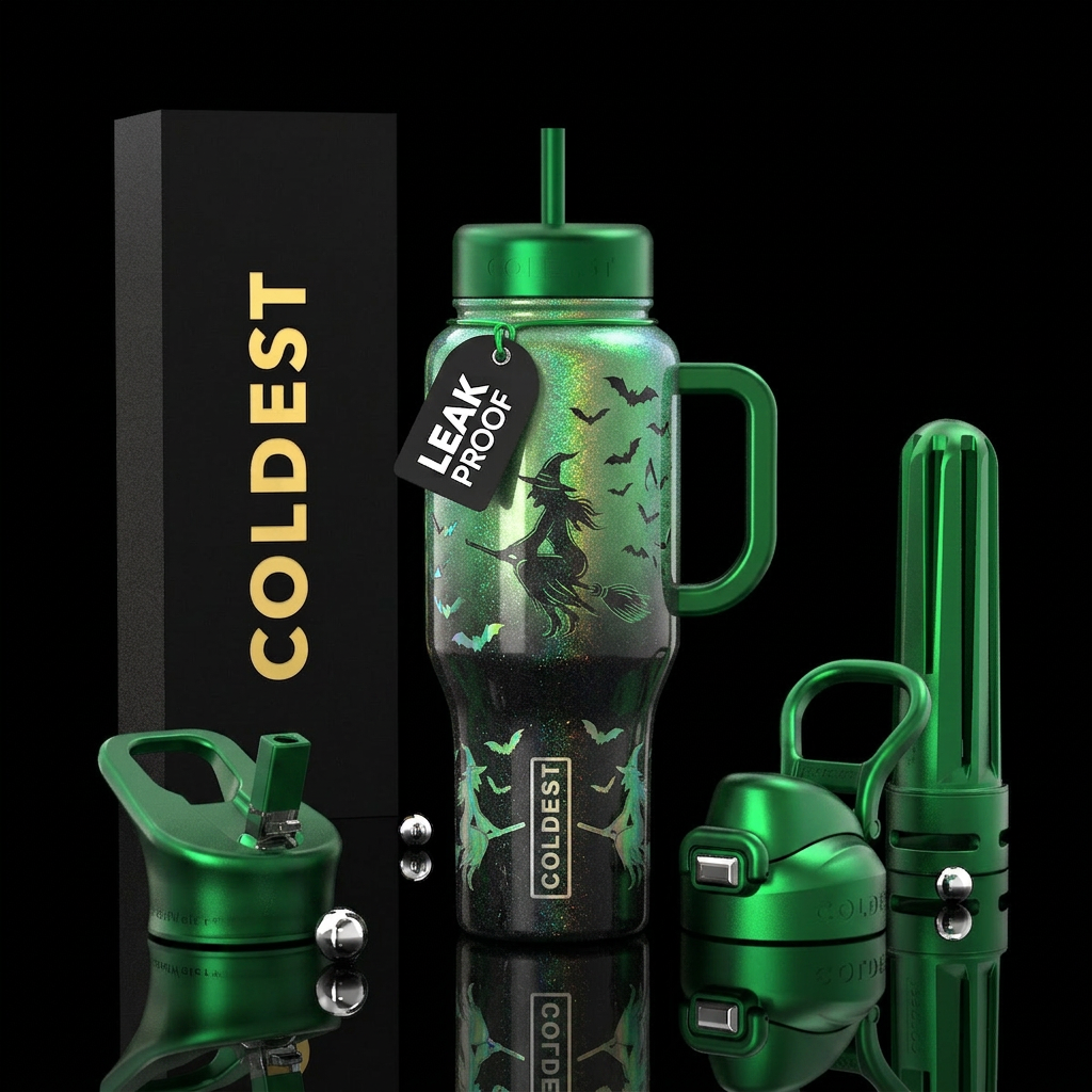 Witchin’ Around — Green water bottle design