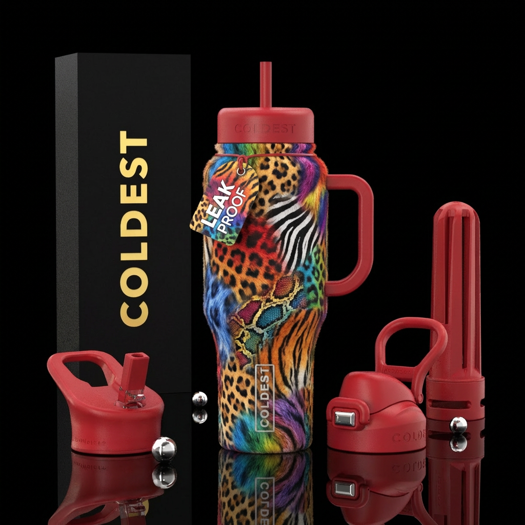 Animal paradise skin prints, mixes, bright colorfu... water bottle design