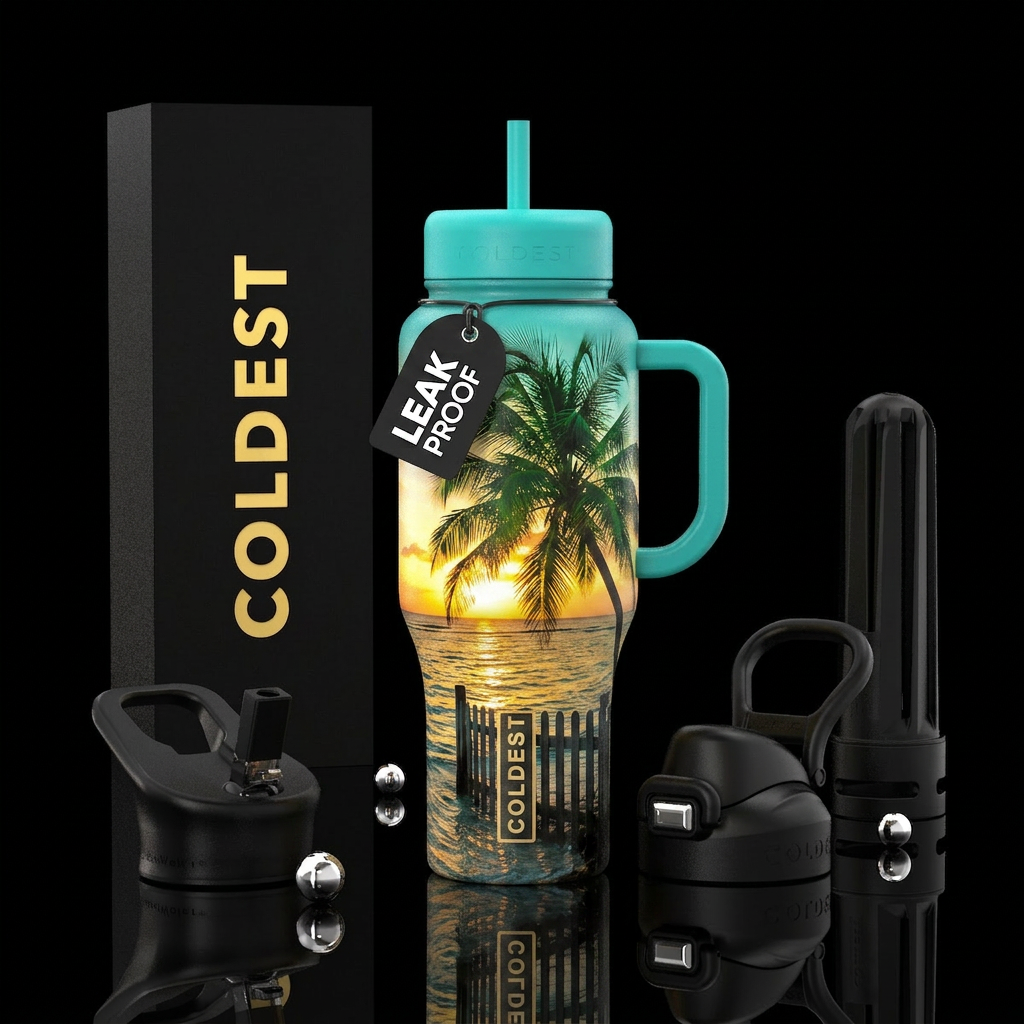 Palm tree, Fencing, Water water bottle design