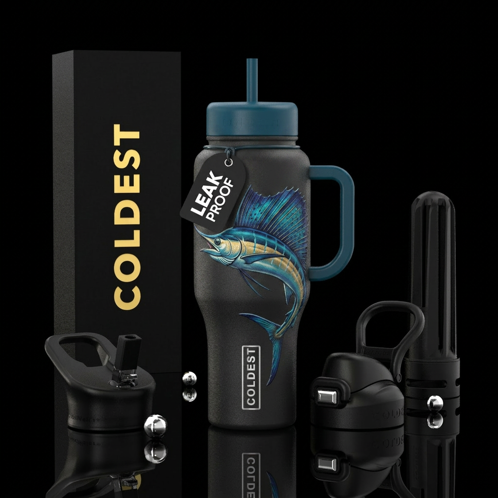Realistic  sailfish modern  textured water bottle design
