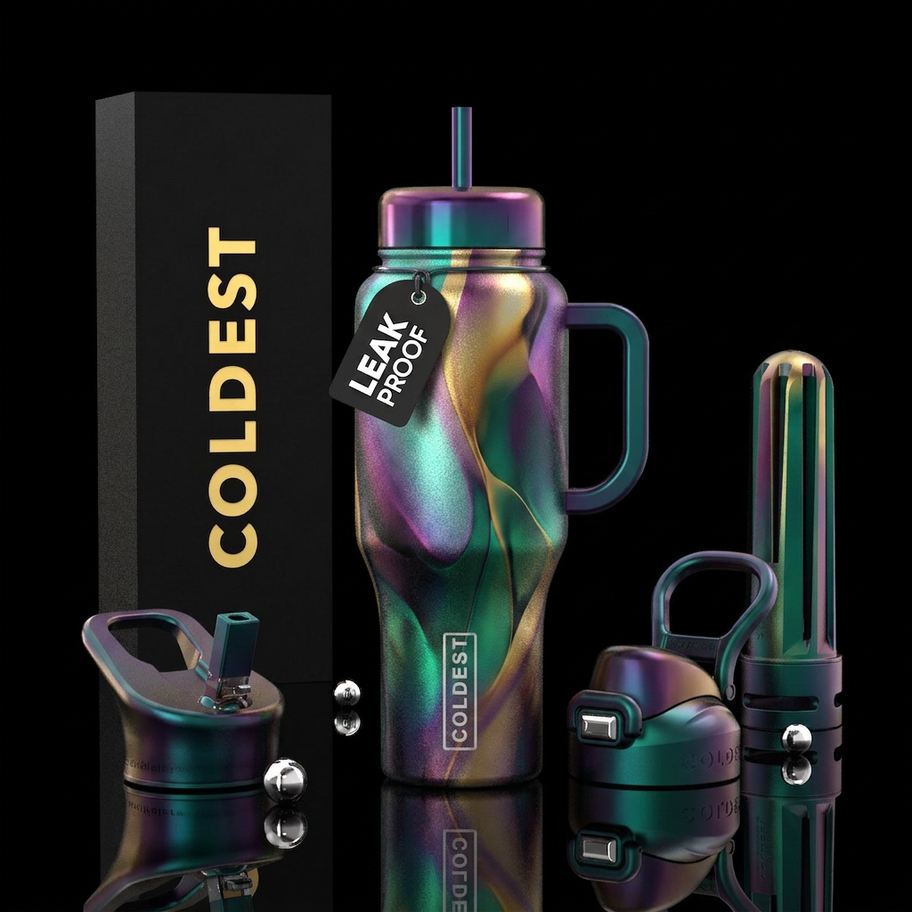 modern, luxurious, abstract,, stylistic water bottle design