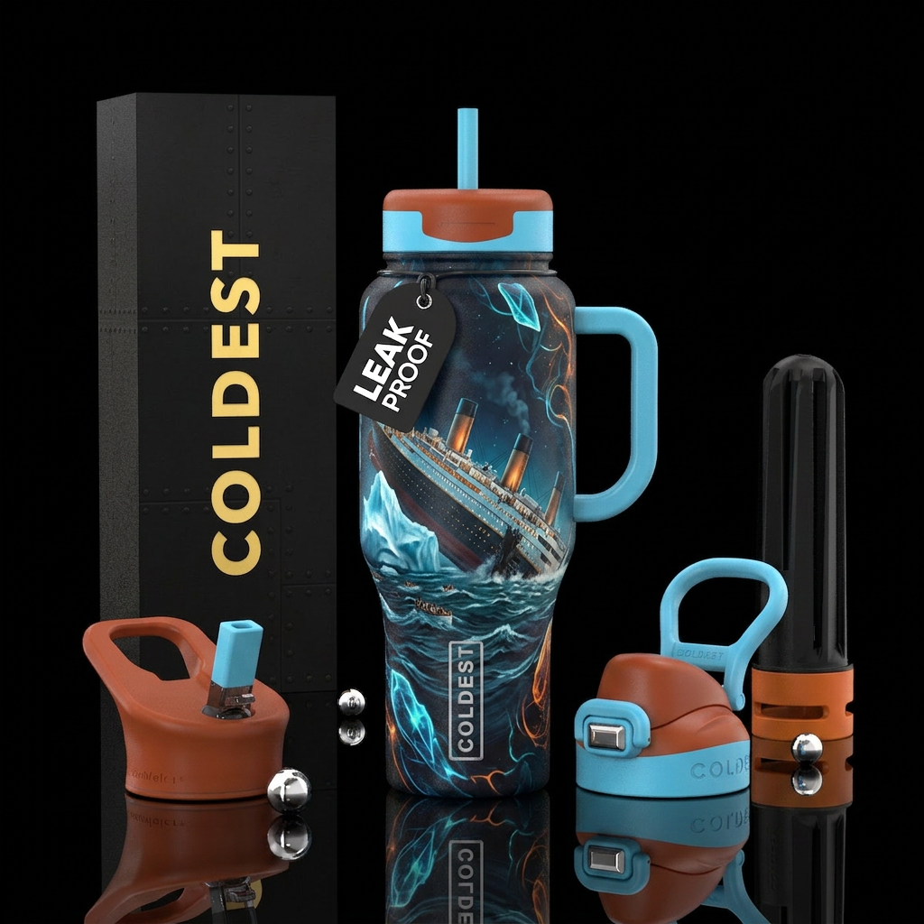 Titanic, texture water bottle design