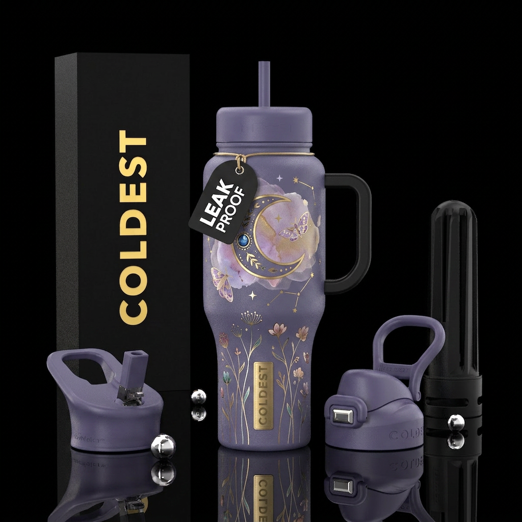 deep dusty lavender insulated  bottle, large detai... water bottle design