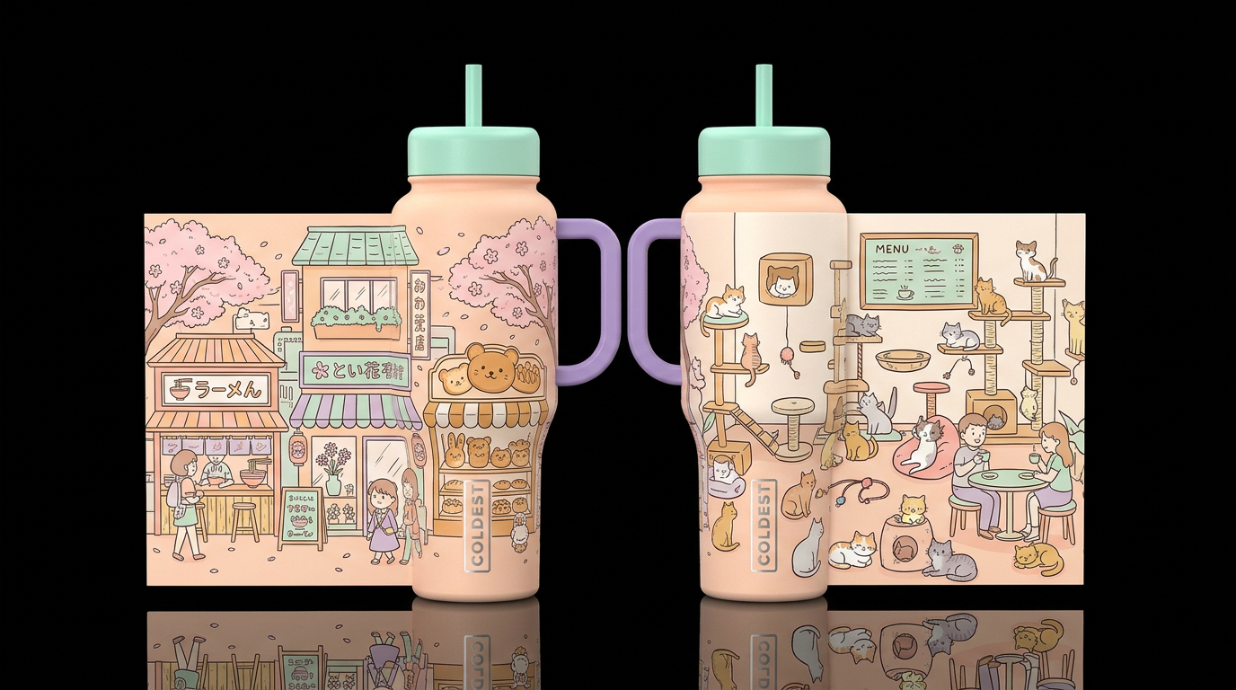 soft peach insulated bottle, please show front and... water bottle design