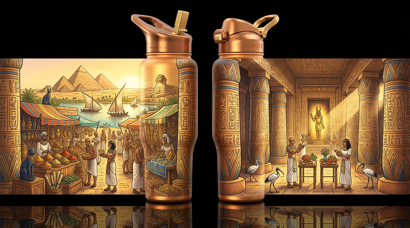 warm copper insulated bottle, please show front an... water bottle design