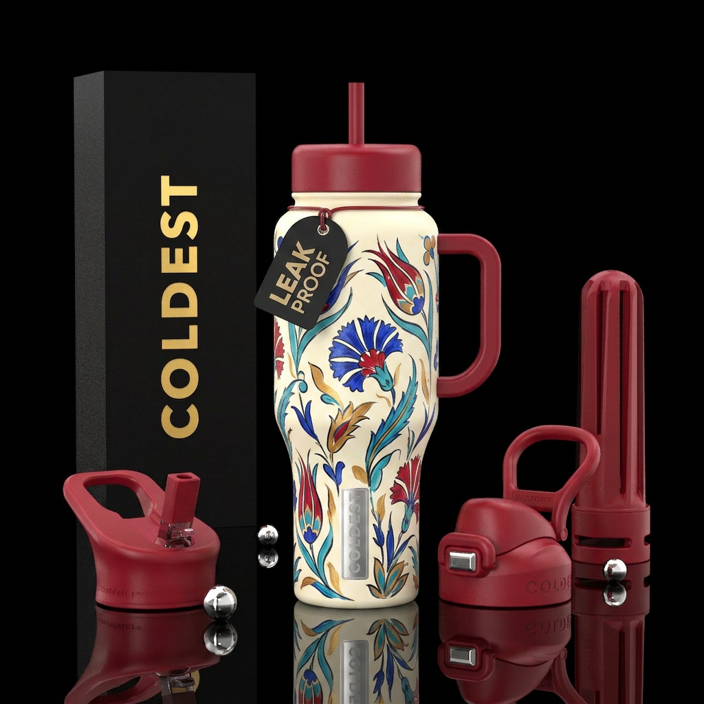 cream ivory bottle, Ottoman floral  textile tradit... water bottle design