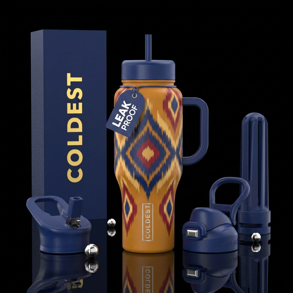 warm amber bottle, the ancient  Central Asian ikat... water bottle design