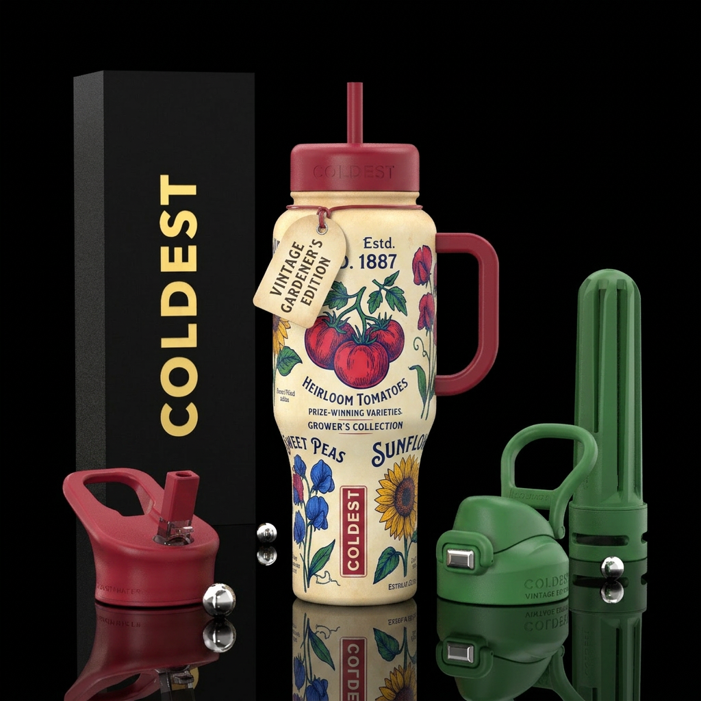 warm cream bottle, the kind of  vintage seed packe... water bottle design