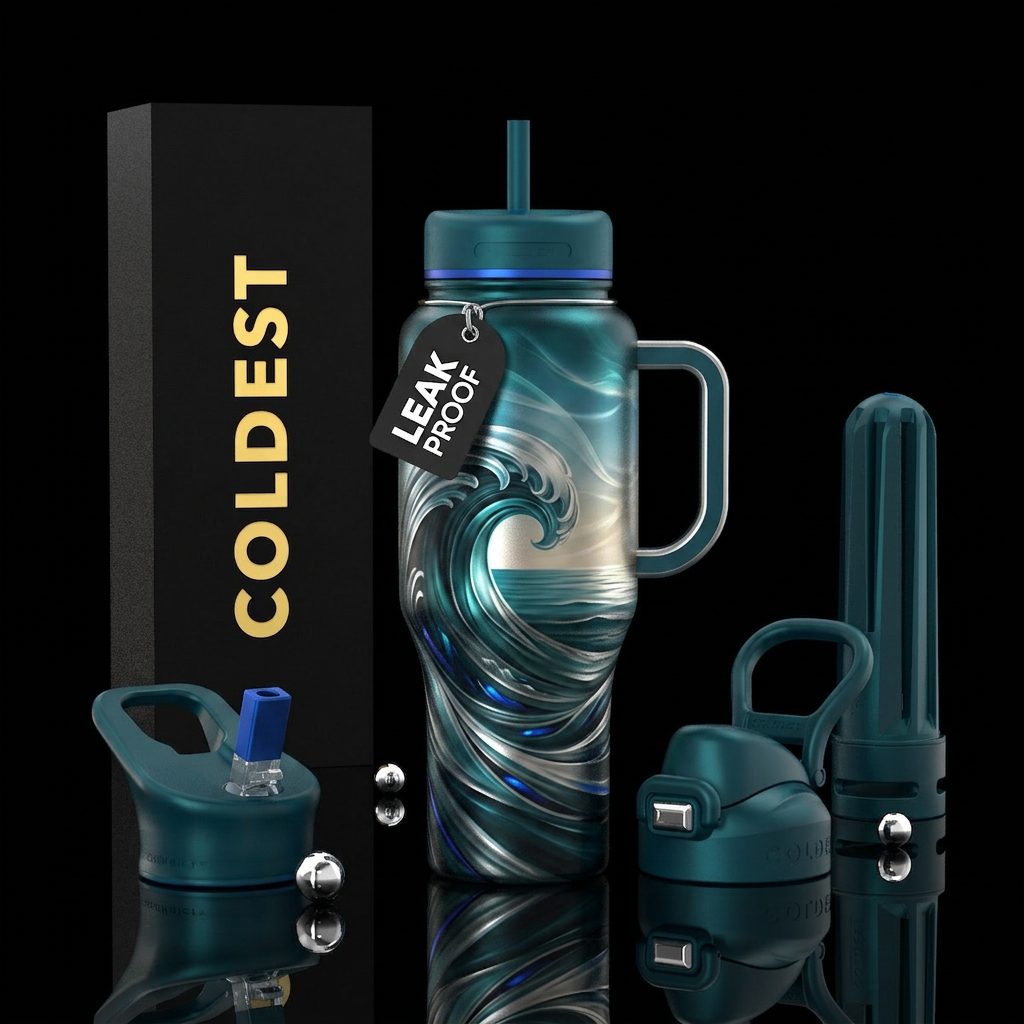 I want a deep midnight teal bottle  that feels lik... water bottle design