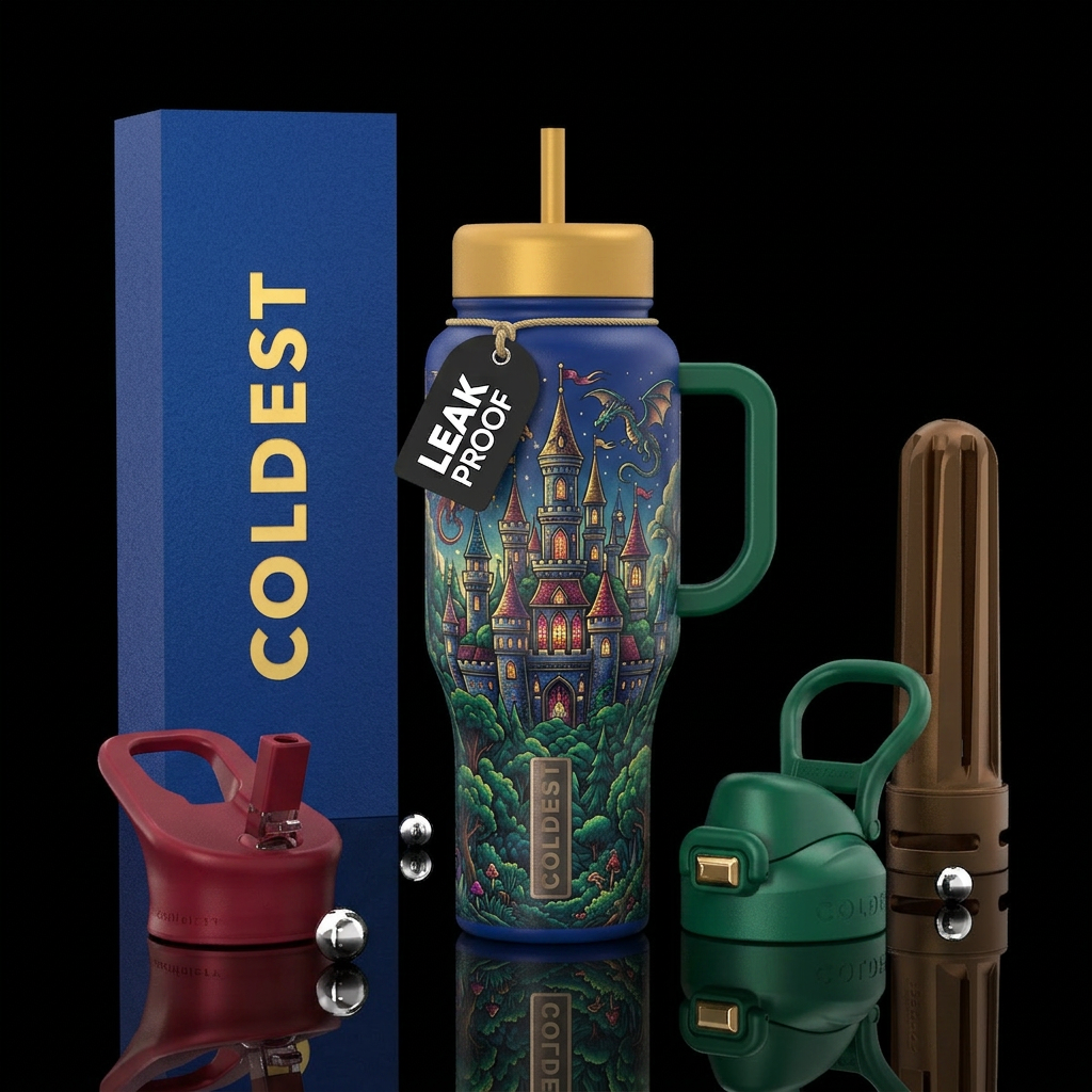 rich cobalt insulated bottle,  illustrated fairy t... water bottle design