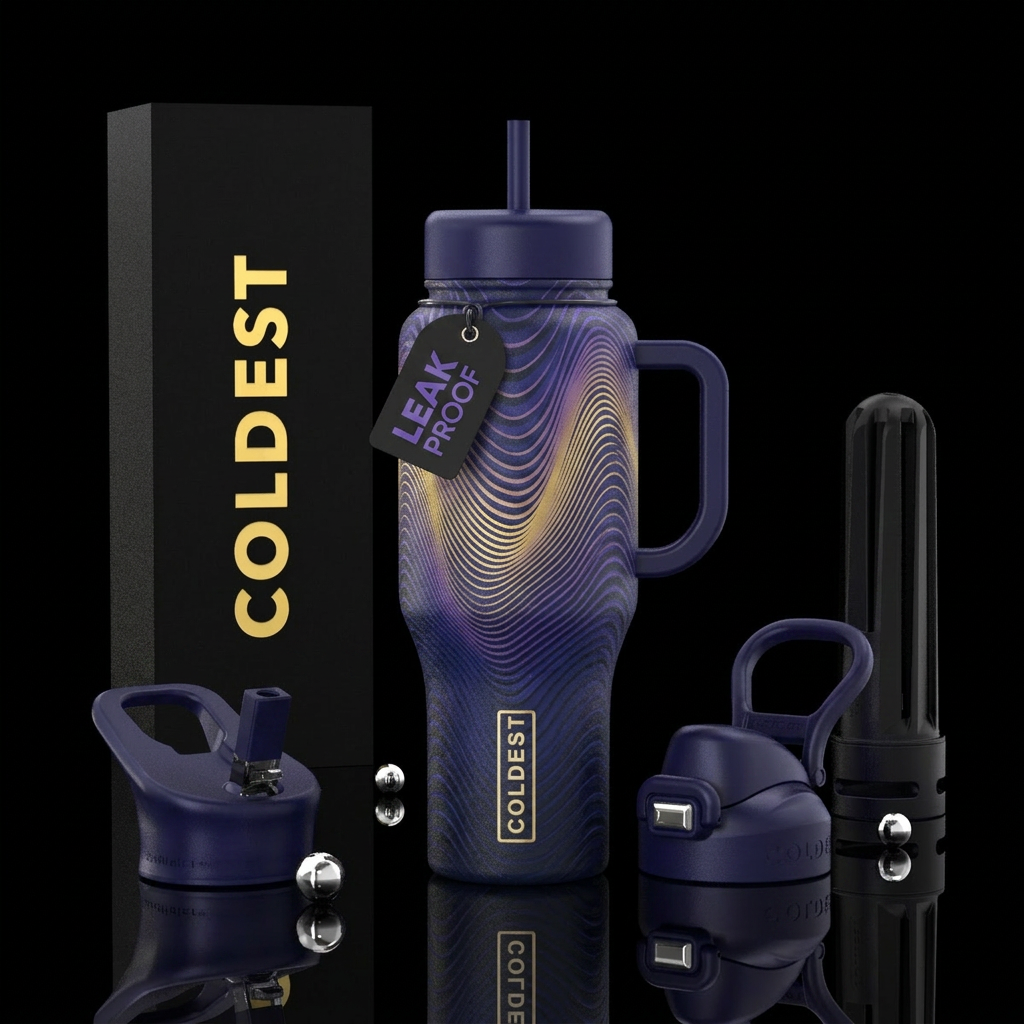 I want a deep midnight bottle  where each color ma... water bottle design