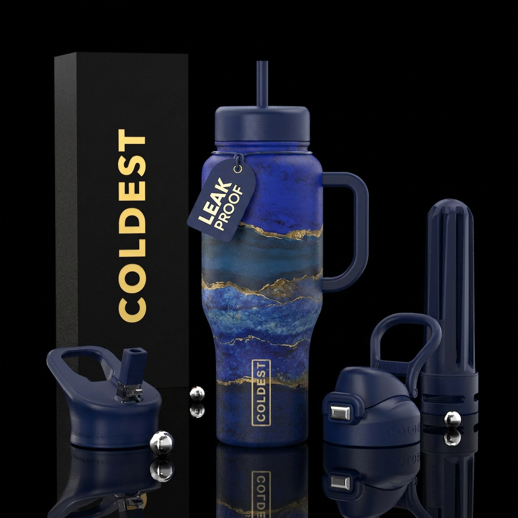 I want a deep navy bottle showing  every shade of ... water bottle design