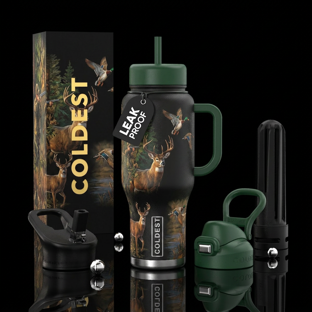 Hunting, deer, ducks water bottle design