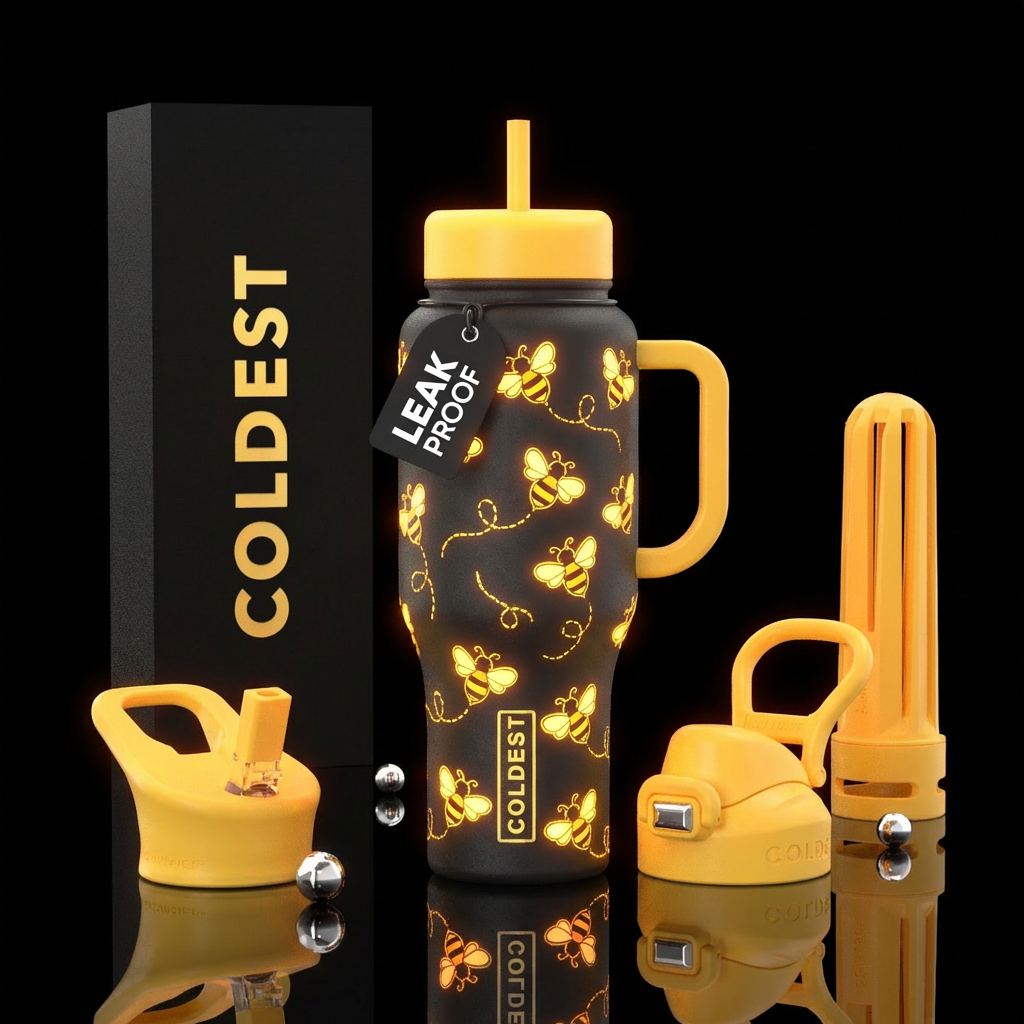 Bumblebees that glow water bottle design