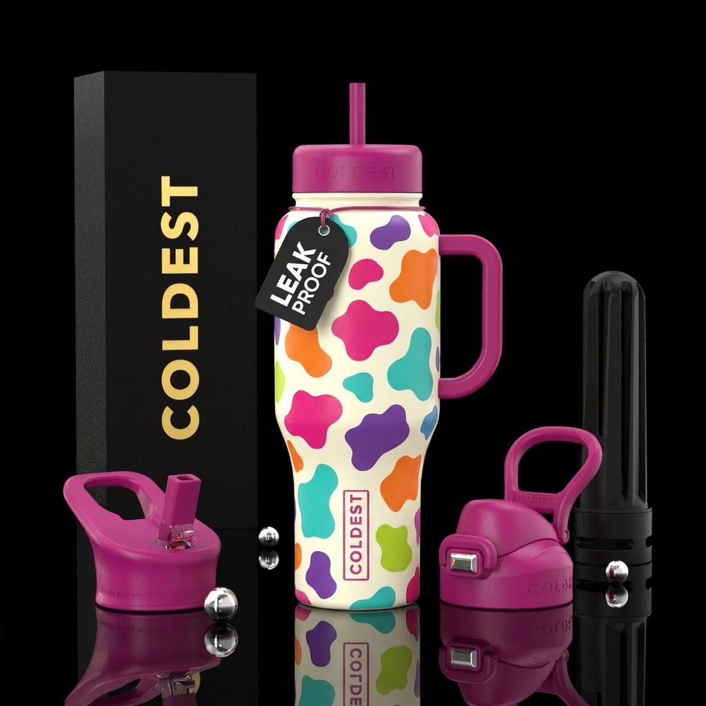 Cow spots water bottle design