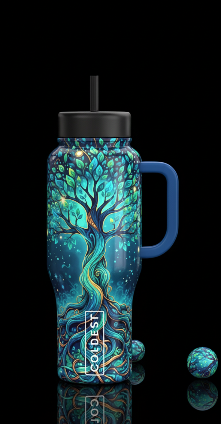 tree of life beautiful magic water bottle design