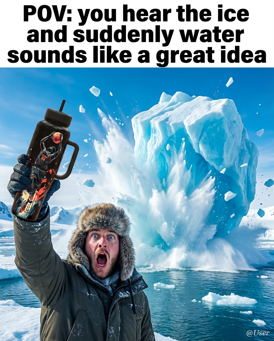 ice glacier falling water bottle design