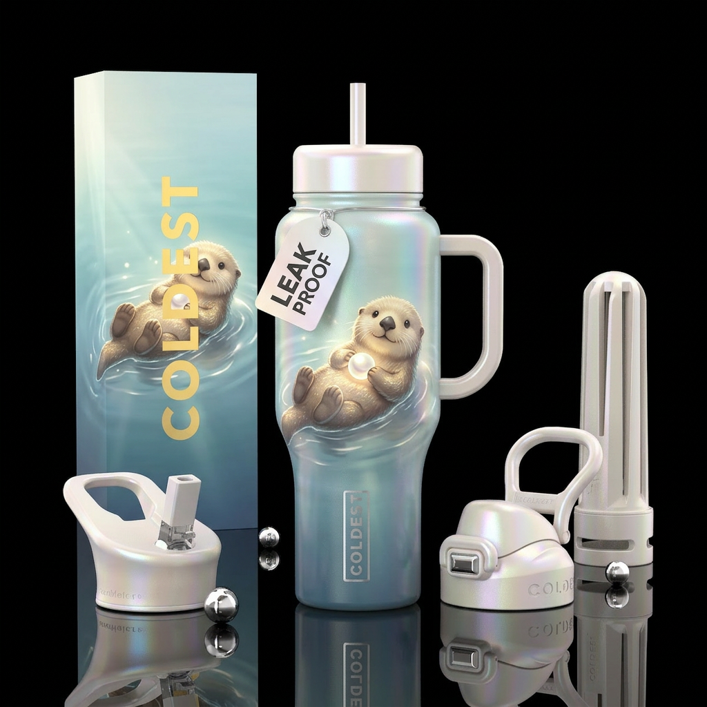 Sea Otter Shimmer water bottle design