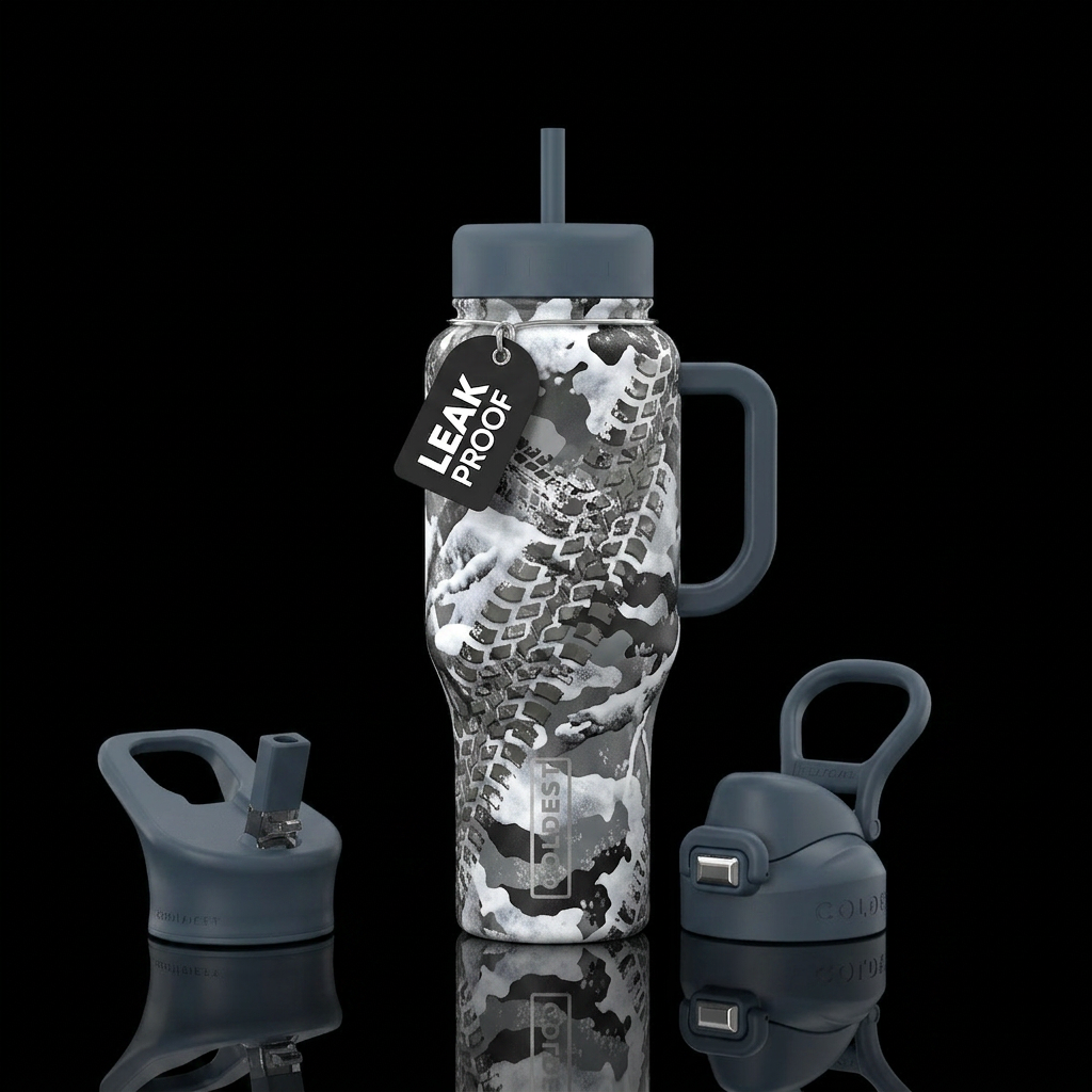 Frosty Tracks water bottle design