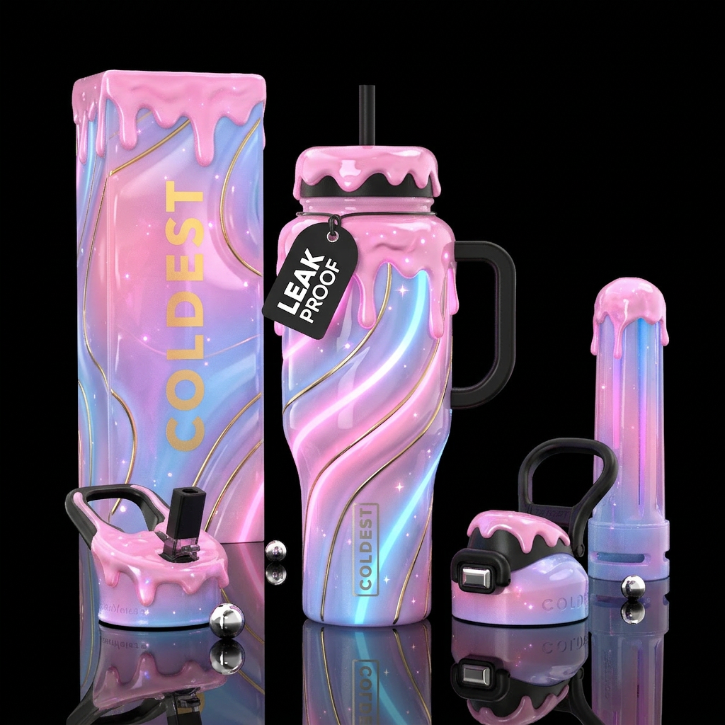 Neon Sugarland water bottle design
