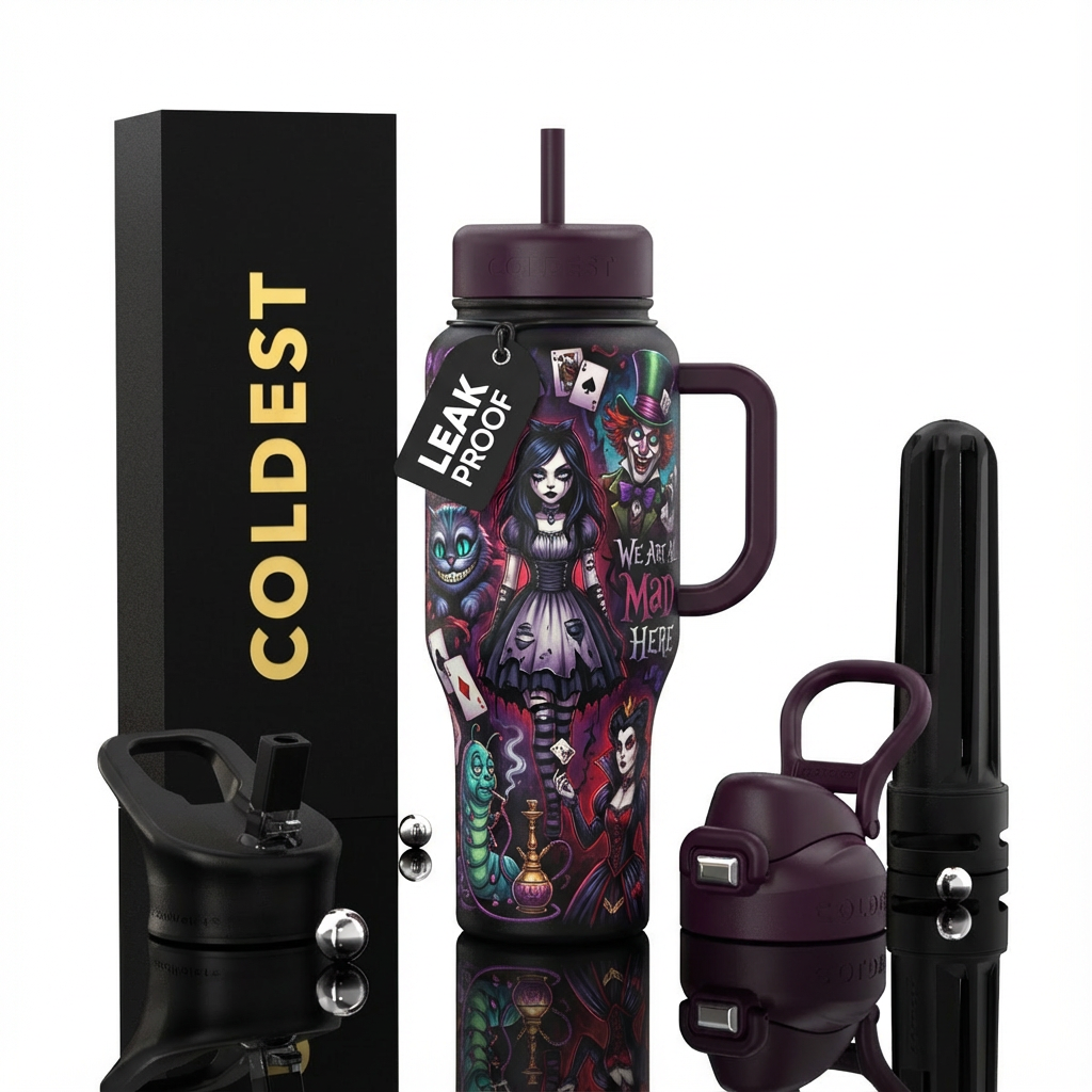 Dark goth Alice, we are all mad,here, mad hatter, ... water bottle design