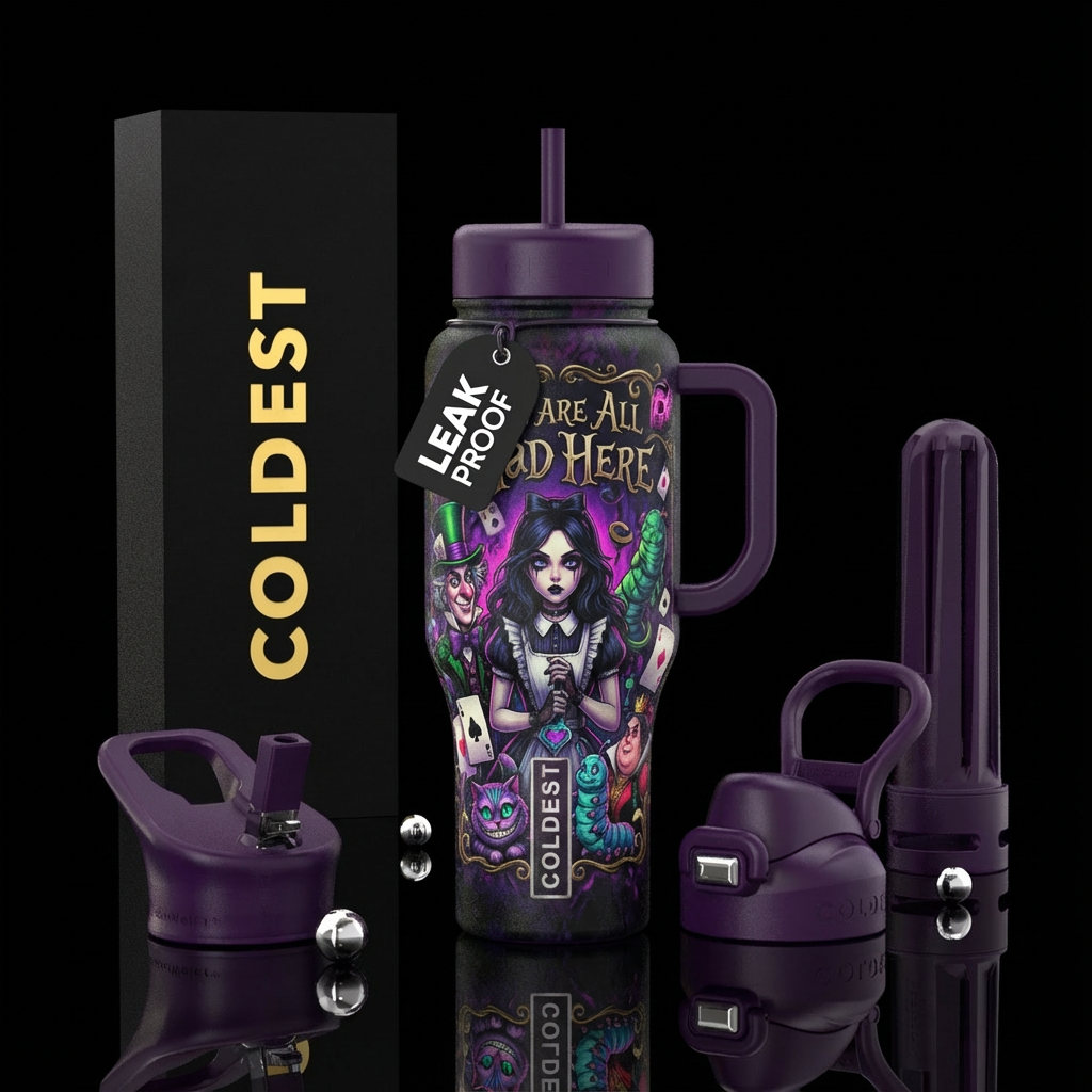 Dark goth Alice, we are all mad,here, mad hatter, ... water bottle design