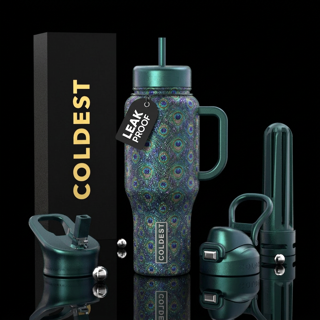 The Peacock water bottle design