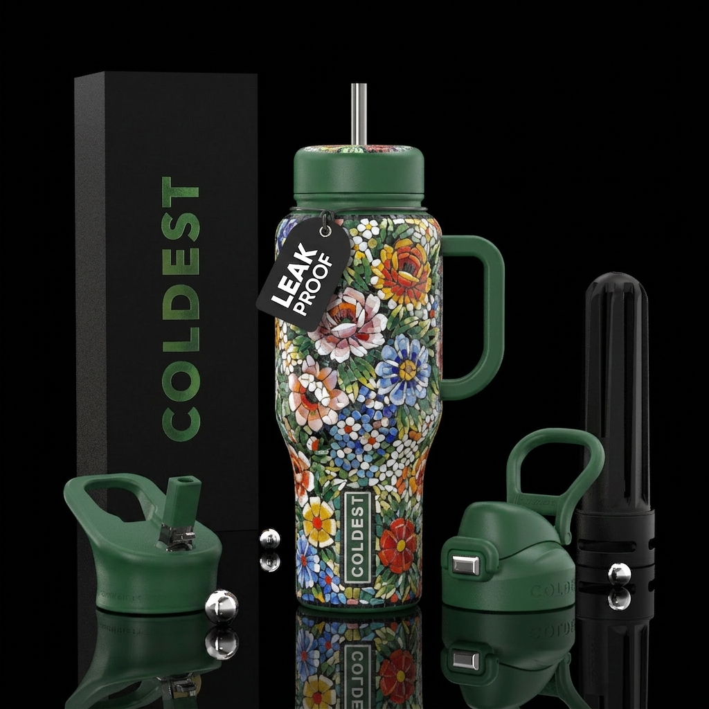 Beautiful, micro-mosaic, floral, smooth, whisper, ... water bottle design